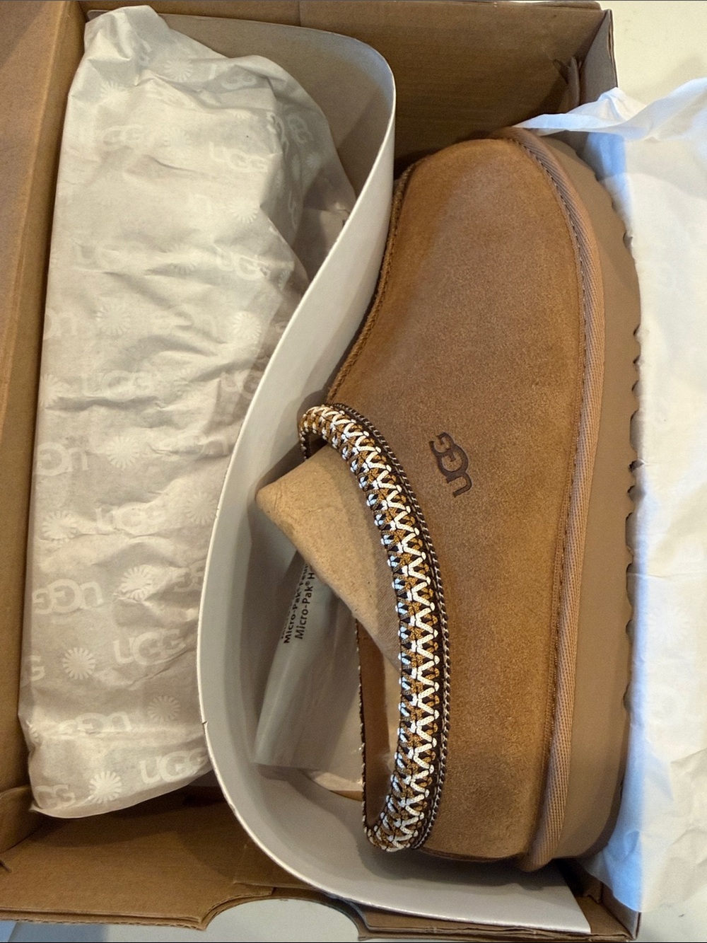 UGG Tasman II Chestnut Suede Slippers Women’s Size 6 NIB